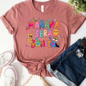 Mañana Será Bonito, Short Sleeve Crew Neck Casual Top Concert Summer & Spring